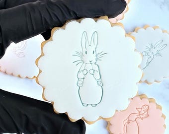 Rabbit Cookie Stamp, Baby Showers and Birthdays! M&S size double cookie cutter, personalised embosser