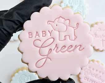 Customised baby shower fondant stamp, custom personalised cookie cutter, M&S size, Double Sided Cookie Cutter