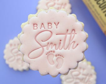Customised Baby Name Cookie Stamp Set, Perfect for Baby Showers and Birthdays! M&S size cookie cutter, personalised cookie stamp, clay stamp