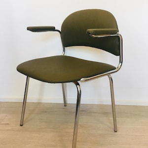 Fully restored  VINTAGE CHAIR  from Kovona - Olive