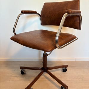 椅子 Vintage mid-century desk chair Artswish Mid Century Office Desk Chair - Green Leather Home Office