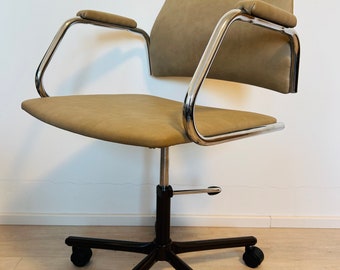 Fully restored Beige VINTAGE OFFICE CHAIR K 385 - Made by Kovona
