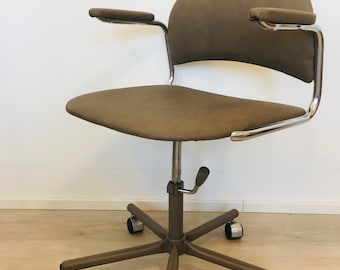 Fully restored Beige/Grey VINTAGE OFFICE CHAIR K 385 - Made by Kovona