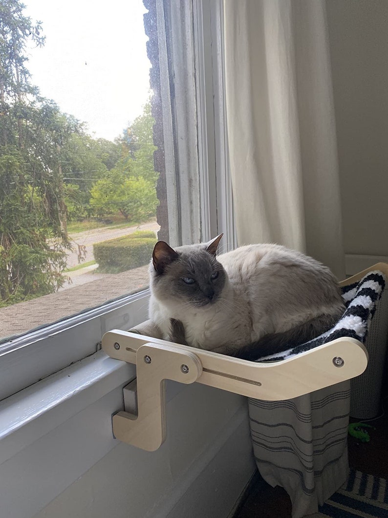 Wooden Cat Window Perch Cat Hammock Hanging Cat Bed Cat Etsy