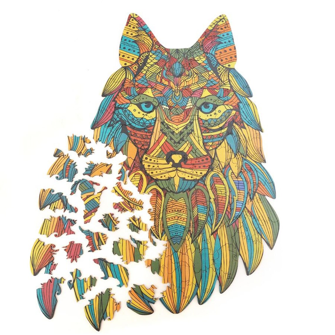Wooden Puzzles 3D - 177 Piece Unique Animal Jigsaw For Adults Wolf