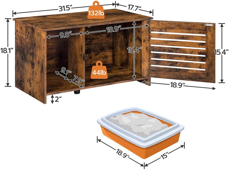 Wooden Cat Litter Enclosure Concealed Litter Box Etsy