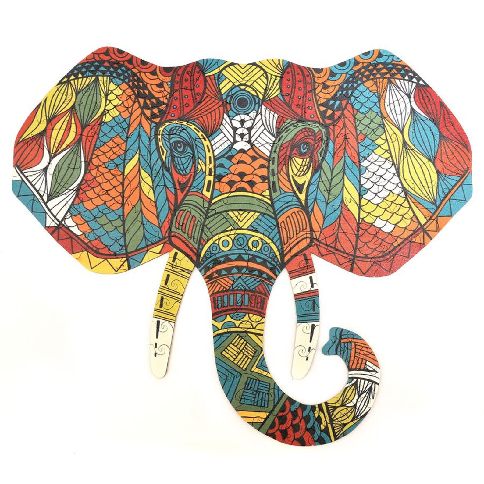 Elephant wooden jigsaw puzzle for adults children Wood puzzle Etsy
