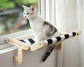 Wooden cat window perch, Cat hammock, Hanging cat bed, Cat shelf, Window cat bed, Window hammock, Cat furniture, Pet furniture, Cat perch