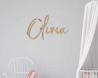 Gold Mirror Plexi Glass Gift - Girls and Boys Name Sign - Name Sign for Nursery - Kids Room Wall Decor - Custom Name Sign - Laser Art