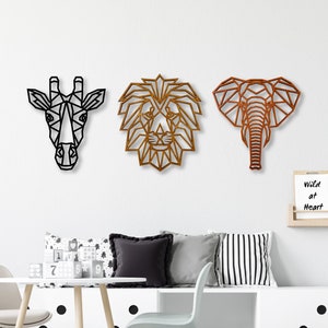 Safari Wall Decor, Geometric Animals Wall Art, Nursery Wall Decor, Kids Room Decor, Home Wall Art Decor, Geometric Safari Animals Decor