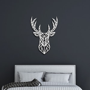 Decorazione murale a forma di testa di cervo, decorazione murale geometrica, decorazione murale per camera da letto, decorazione murale con animali selvatici, decorazione murale geometrica a forma di testa di cervo, decorazione per la cameretta dei bambini