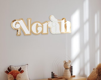 Namensschild fürs Kinderzimmer – Zweilagiges Namensschild – Wanddeko fürs Kinderzimmer – Geschenk zur Babyparty – Namensschild fürs Baby – Acryl-Wanddekoration