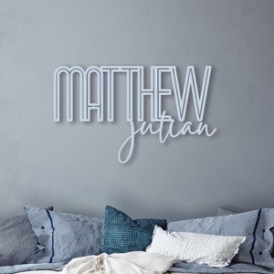 Nursery Name Sign - First and Middle Name Sign - Custom Name Sign - Boy Name Sign  - Kids Room Name Sign