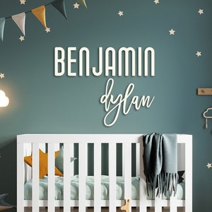 Nursery Custom Name Sign - Boy Name Sign - Modern Name Sign - Custom Name Sign - First and Middle Name Sign - Kids Bedroom Wall Decor