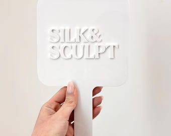 Aesthetician Salon Mirror - Shiny White Acrylic Handheld Mirror - Branding for Beautician Accesory - Customized Logo