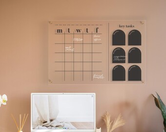 Acrylic Office Planner - Landscape Weekly Wall Board - Dry Erase Acrylic Sign - Work Desk Organizer - Acrylic Home Planner