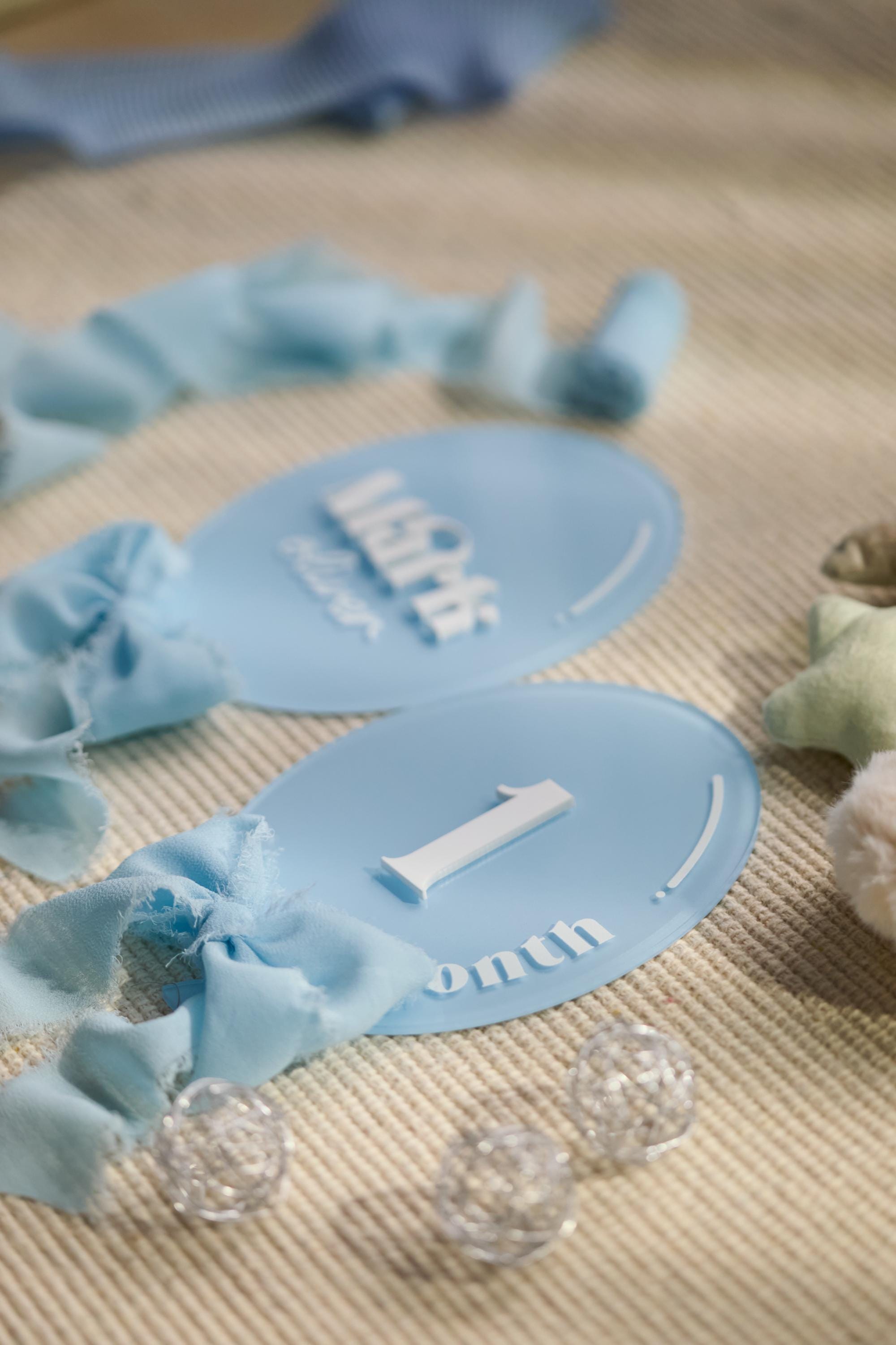 Balloon Baby Milestone Set - Light Blue Acrylic Monthly Milestones ...