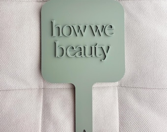 Hand Held Mirror Sage Green Matte Acrylic - 3D Logo Beauty Salon - Aesthetician Branding Professional Tool