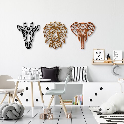 Safari Wall Decor Geometric Animals Wall Art Nursery Wall Etsy