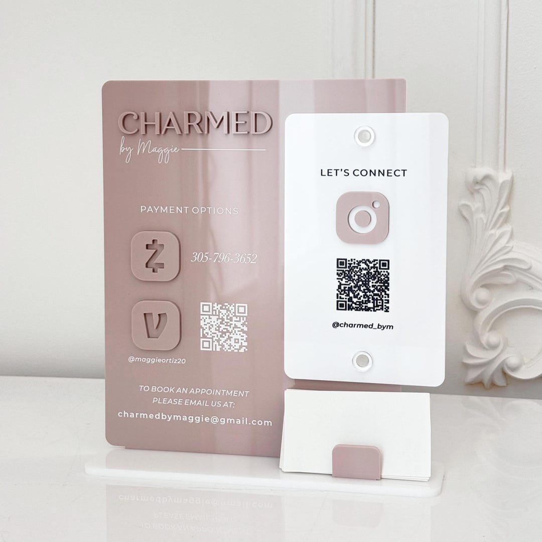 Acrylic QR Code Sign for Reception Desk - Payment QR, Social Media and ...