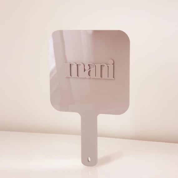 Custom Hand Mirror - Personalized Salon Logo Handheld Mirror - Dusty Pink Makeup Tool - Hair Stylist Gift - Lash Technician Accessory