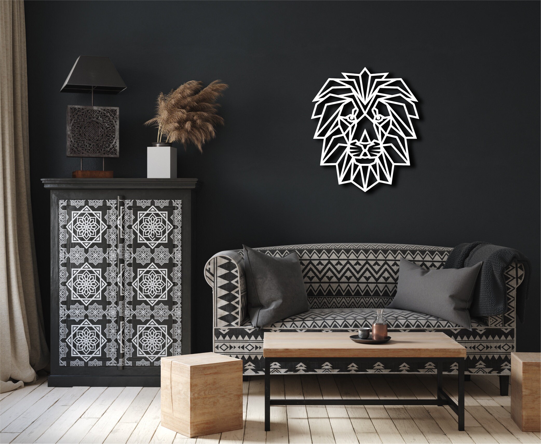 Geometric Wall Decor Geometric Lion Wall Art Home Wall Art Etsy