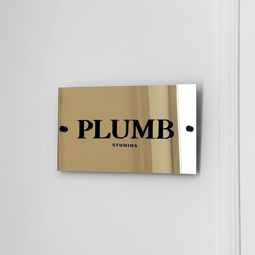 Floating Sign Custom Custom 3D Business Sign - Floating Gold Mirror Logo Sign - Personalized ...