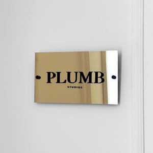 Custom 3D Business Sign - Floating Gold Mirror Logo Sign - Personalized Acrylic Name Plate - Salon Reception Signage