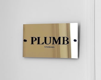 Custom 3D Business Sign - Floating Gold Mirror Logo Sign - Personalized Acrylic Name Plate - Salon Reception Signage