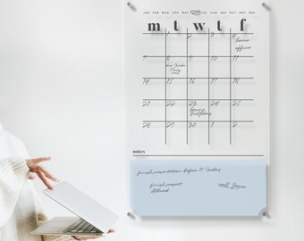 Acrylic Office Weekly Planner - Business Dry Erase Wall Board - Monday to Friday Calendar - Weekly Notes Wall Calendar - Office Organizer