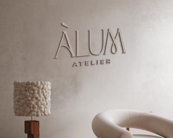 Custom Wooden Business Name Sign - Two Word Logo Wall Sign - Laser Cut Wood Branding - Studio or Office Decor - Personalized Company name