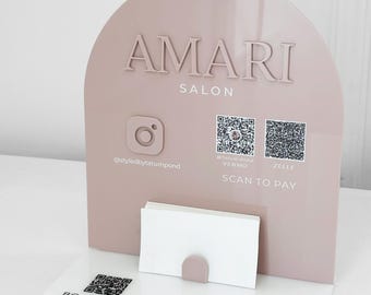 Personalized QR Code Acrylic Sign with Instagram & Payment Options - Book Now, Scan to Pay QR Sign - Business Card Display