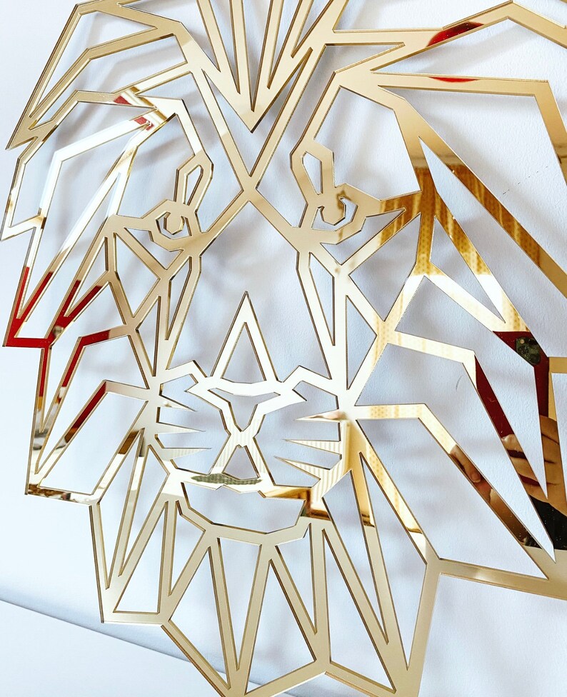 Gold Lion Wall Decor Geometric Lion Wall Decor Safari Room Etsy