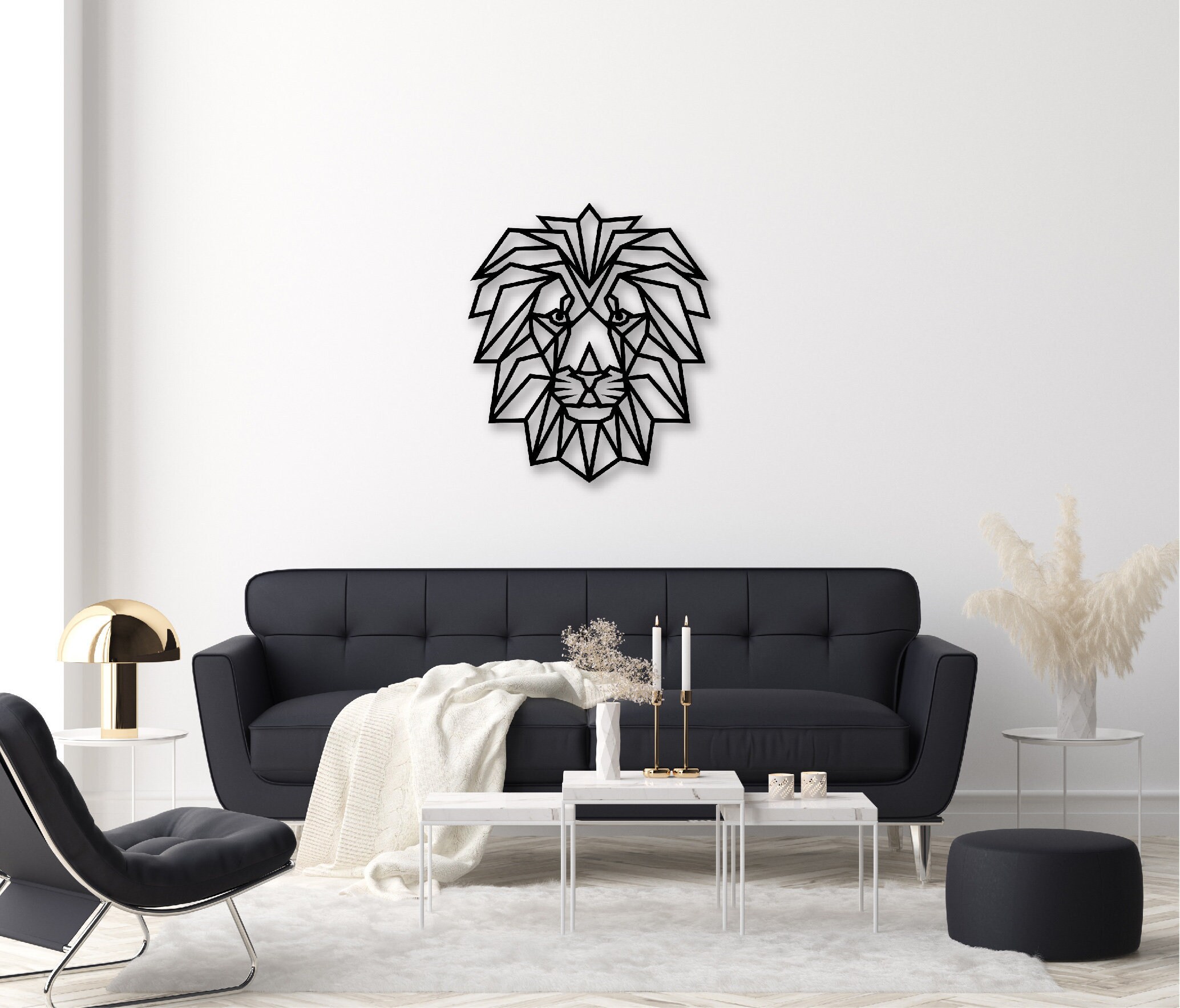 Geometric Wall Decor Geometric Lion Wall Art Home Wall Art Etsy