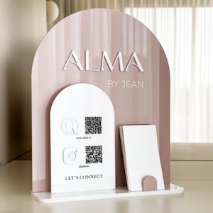 Acrylic QR Code Sign with Logo - Business Social Media and Payment Sign - QR Code Marketing Sign - Beauty Salon - No Import Fees to USA