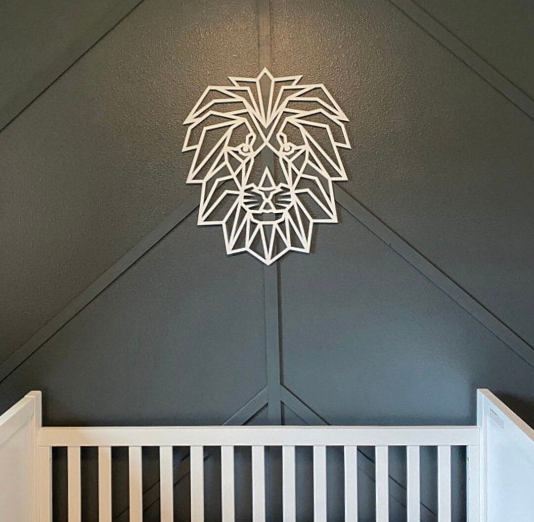 Bedroom Wall Decor Geometric Lion Wall Art Safari Animals Etsy