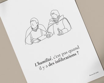 Affiche citation Kaamelott "L'humilité" - Poster minimaliste - Fond blanc - Film, réplique, cinéma, drole, cadeau - Affiche French Pair