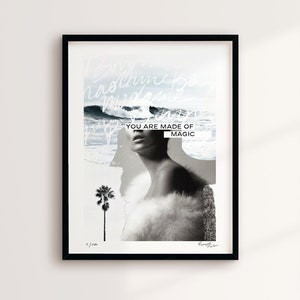 Poster “MADE OF MAGIC” | art print, limited edition of 100 copies - Inspired by California surfing - painting, collage