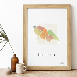 Affiche Ile d'Yeu |  Poster signé - Carte Île d'Yeu - Affiche French Pair