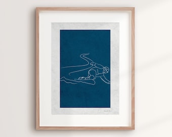 SNOW | poster  Minimalist poster signed - Grey, blue - Poster Sport, Snow - Poster French Pair