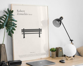 Poster FORREST GUMP Robert Zemeckis |  Minimalist poster signed - Film, cinema - Beige background - French poster Pair