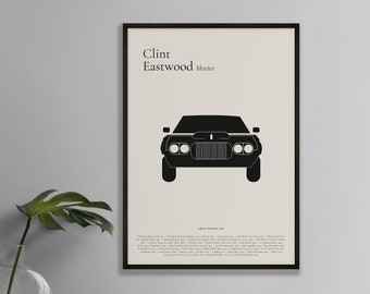 Poster Clint Eastwood GRAN TORINO |  Beige background - minimalist poster signed - Film, cinema - French poster Pair