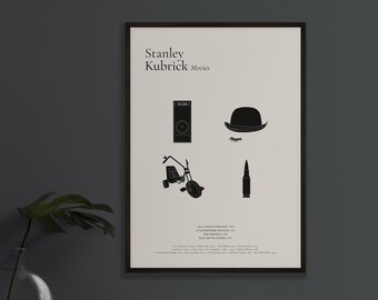 Poster STANLEY KUBRICK movies |  Minimalist poster signed - Shining, Full metal jacket, Clockwork Orange... - Film, cinema