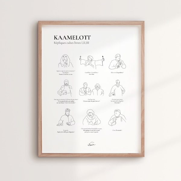 Affiche citations KAAMELOTT | Impression Poster minimaliste - Fond blanc - Série, cinéma, drole, comédie, cadeau - Affiche French Pair