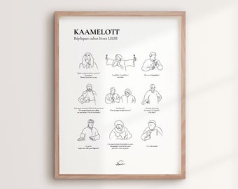 Poster zitiert KAAMELOTT | Minimalistischer Posterdruck – Weißer Hintergrund – Serie, Kino, lustig, Komödie, Geschenk – Poster „Französisches Paar“.