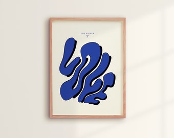 Affiche "POWER OF LOVE" Bleu | impression d'art, poster typographique - Art mural, décoration pour la maison