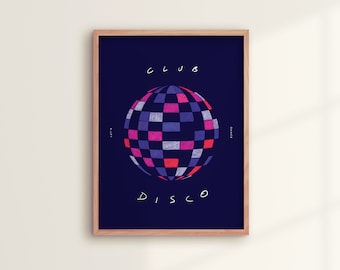 Affiche "CLUB DISCO" | impression d'art pour les amoureux et fan de musique disco - poster feel good - décoration pour la maison...