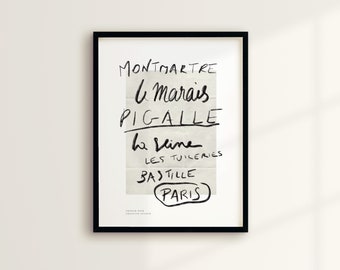 Affiche "ESCAPADE PARISIENNE" | Poster déco tendance pour les amoureux de la ville de Paris - impression d'art, peinture, écriture à la main