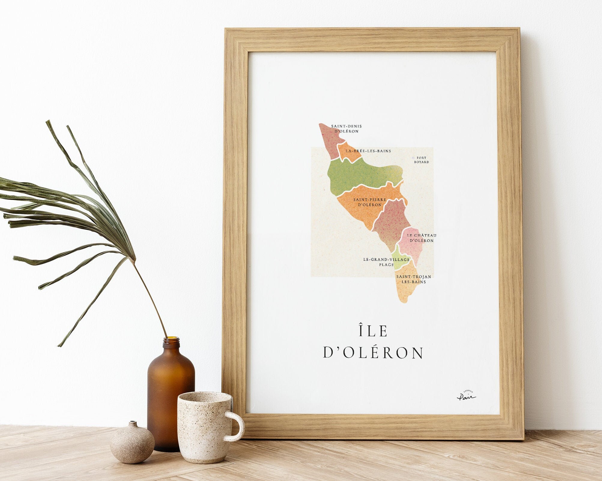 Affiche Ile d'oléron | Poster Signé - Carte Île Affiche French Pair