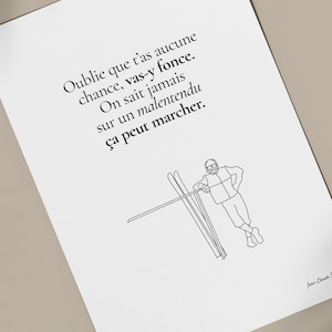 Replica poster van Les Bronzés font du ski "Bij een misverstand kan het werken" | Citaat, Franse cinema, film, grappig, humor, cadeau-idee